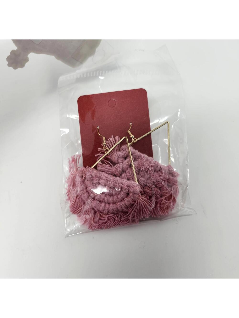 NEW Pink Macrame Fringe Earrings